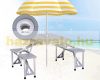 Camping table aluminum 135x82x66 cm foldable 4-person set in gray color