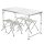 Folding aluminum camping table 120x60x55/62/70 cm white adjustable height picnic table, suitcase table