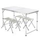 Folding aluminum camping table 120x60x55/62/70 cm white adjustable height picnic table, suitcase table