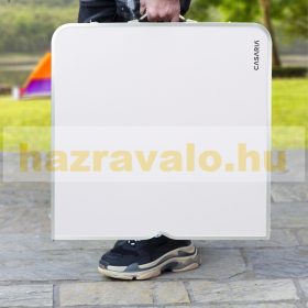   Összecsukható alumínium kempingasztal 120x60x55/62/70 cm fehér állítható magasságú piknikasztal, bőröndasztal