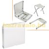 Folding aluminum camping table 120x60x55/62/70 cm white adjustable height picnic table, suitcase table