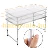 Folding aluminum camping table 120x60x55/62/70 cm white adjustable height picnic table, suitcase table