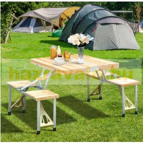   Kempingasztal fából készült összecsukható asztal piknik pad étkezőasztal