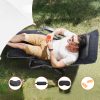 Összecsukható fekete relax napozószék 226,8 kg teherbírás kerti pihenőszék párnával, italtartóval