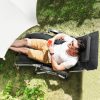 Összecsukható fekete relax napozószék kerti pihenőszék vastag párnával 226 kg teherbírás