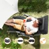 Összecsukható fekete relax napozószék kerti pihenőszék vastag párnával 226 kg teherbírás