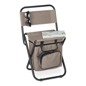   Összecsukható kempingszék háttámlával ülés alatt tárolórekesszel bézs