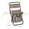 Folding camping chair with backrest and storage compartment under the seat, beige