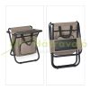 Folding camping chair with backrest and storage compartment under the seat, beige