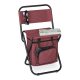 Folding camping chair with backrest and storage compartment under the seat, burgundy