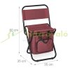 Folding camping chair with backrest and storage compartment under the seat, burgundy