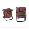 Folding camping chair with backrest and storage compartment under the seat, burgundy