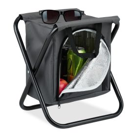   Összecsukható kempingszék és hűtőtáska egyben szürke helytakarékos túraszék kempinghez, horgászáshoz