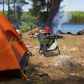   Összecsukható kempingszék és hűtőtáska egyben szürke helytakarékos túraszék kempinghez, horgászáshoz