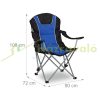 Folding camping chair with built-in drink holder metal frame fishing chair blue-black