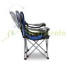 Folding camping chair with built-in drink holder metal frame fishing chair blue-black