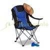 Folding camping chair with built-in drink holder metal frame fishing chair blue-black