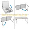 Folding aluminum garden picnic camping table with adjustable height in white 