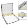 Folding aluminum garden picnic camping table with adjustable height in white 