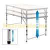 Folding aluminum garden picnic camping table with adjustable height in white 
