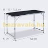 Folding aluminum garden picnic camping table with adjustable height in black 