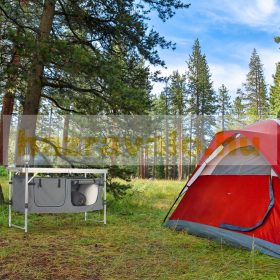   Összecsukható kerti piknik kemping asztal szövetszekrénnyel állítható magasságú