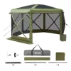 Pop-up kemping pavilon sátor 3,6x3,6 m 6 oldalú party sátor 8–10 fő részére, zöld színben