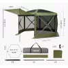 Pop-up kemping pavilon sátor 3,6x3,6 m 6 oldalú party sátor 8–10 fő részére, zöld színben