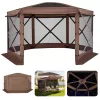 Pop-up kemping pavilon sátor 3,6x3,6 m 6 oldalú party sátor 8–10 fő részére