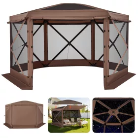   Pop-up kemping pavilon sátor 3,6x3,6 m 6 oldalú party sátor 8–10 fő részére