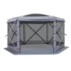 Pop-up kemping pavilon 3,6x3,6x2,2 m 6 oldalú party sátor 8-10 fő részére, szürke színben