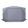 Pop-up kemping pavilon 3,6x3,6x2,2 m 6 oldalú party sátor 8-10 fő részére, szürke színben