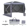 Pop-up kemping pavilon 3,6x3,6x2,2 m 6 oldalú party sátor 8-10 fő részére, szürke színben