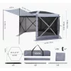 Pop-up kemping pavilon 3,6x3,6x2,2 m 6 oldalú party sátor 8-10 fő részére, szürke színben