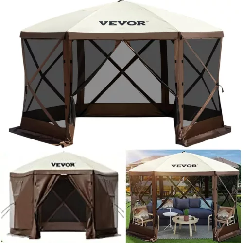 Pop-up kemping pavilon sátor 3,66x3,66 m 6 oldalú szúnyoghálós party sátor 8 fő részére