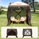 Pop-up kemping pavilon sátor 1,83x1,83 m 4 oldalú szúnyoghálós party sátor 2 fő részére, barna