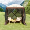 Pop-up kemping pavilon sátor 1,83x1,83 m 4 oldalú szúnyoghálós party sátor 2 fő részére, barna