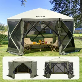   felnyitható pavilon sátor, felnyitható sátor 6 oldalas ponyvatetővel, napellenző 6 levehető szélvédővel és hálós ablakokkal, 12 x 12 láb, gyorsan felállítható sátor szúnyoghálóval, katonai zöld