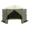 Pop-up kemping pavilon sátor 3,66x3,66 m 6 oldalú szúnyoghálós party sátor 8 fő részére, army zöld