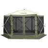 Pop-up kemping pavilon sátor 3,66x3,66 m 6 oldalú szúnyoghálós party sátor 8 fő részére, army zöld