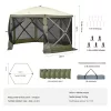 Pop-up kemping pavilon sátor 3,66x3,66 m 6 oldalú szúnyoghálós party sátor 8 fő részére, army zöld