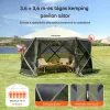 Pop-up kemping pavilon sátor 3,66x3,66 m 6 oldalú szúnyoghálós party sátor 8 fő részére, army zöld