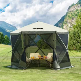  Pop-up kemping pavilon sátor 3,05x3,05 m 6 oldalú szúnyoghálós party sátor 6 fő részére, army zöld
