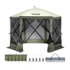Pop-up kemping pavilon sátor 3,05x3,05 m 6 oldalú szúnyoghálós party sátor 6 fő részére, army zöld