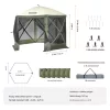 Pop-up kemping pavilon sátor 3,05x3,05 m 6 oldalú szúnyoghálós party sátor 6 fő részére, army zöld