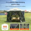Pop-up kemping pavilon sátor 3,05x3,05 m 6 oldalú szúnyoghálós party sátor 6 fő részére, army zöld