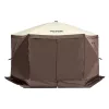 Pop-up kemping pavilon sátor 3,81x3,81 m 6 oldalú szúnyoghálós party sátor 8 fő részére, barna