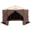 Pop-up kemping pavilon sátor 3,81x3,81 m 6 oldalú szúnyoghálós party sátor 8 fő részére, barna