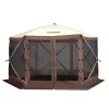 Pop-up kemping pavilon sátor 3,81x3,81 m 6 oldalú szúnyoghálós party sátor 8 fő részére, barna