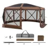 Pop-up kemping pavilon 4,57x4,57 m 8 oldalú party sátor 12–15 fő részére, barna színben